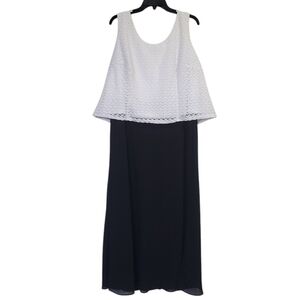 R & M Richards Elegant White and Black Sleeveless Dress Size 18WP